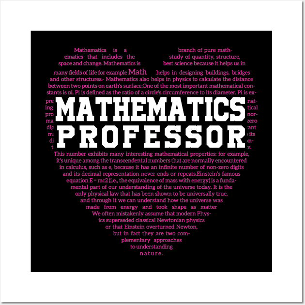 math professor lovers with pink heart design Wall Art by TeeDesignMaster